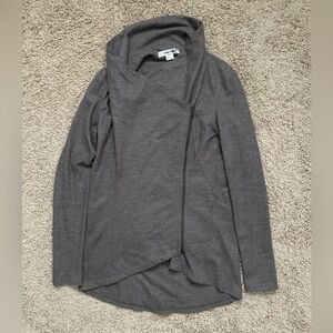 Helmut Lang Womens 100% Wool Asymmetric Knit Jacket Dark Gray Size Medium